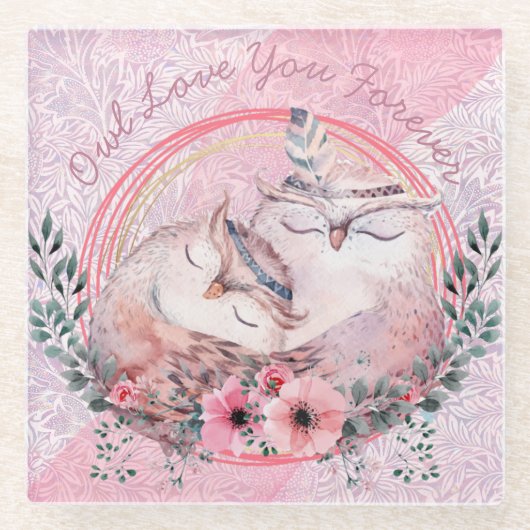 Niedliche Owls Glasuntersetzer (Vorderseite)