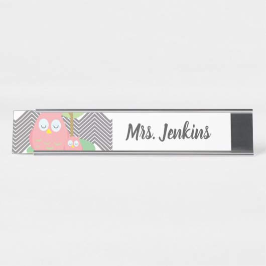 Niedliche Owls Grundschullehrer Schreibtisch Namen Schreibtischnamensplakette (Vorderseite )