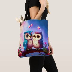 Niedliche Owls Hearts Valentine Inspiriert Artwork Tasche