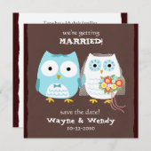 Niedliche Owls Hochzeit Braut und Bräutigam Save t Save The Date (Vorne/Hinten)