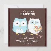 Niedliche Owls Hochzeit Braut und Bräutigam Save t Save The Date (Vorderseite)