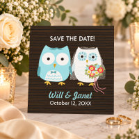 Niedliche Owls Hochzeit Braut und Bräutigam Save t