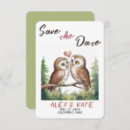 Niedliche Owls Hochzeit Sichern Sie den Termin Ank Save The Date