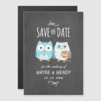 Niedliche Owls Hochzeitskhalkboard