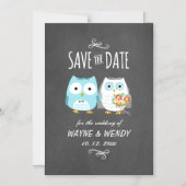 Niedliche Owls Hochzeitskhalkboard Magneteinladung (Vorderseite)
