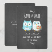 Niedliche Owls Hochzeitskhalkboard Stil Save the D Date (Vorne/Hinten)