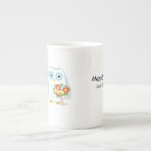 Niedliche Owls Hochzeitskuppel mit individuellem T Porzellantasse (Vorderseite)