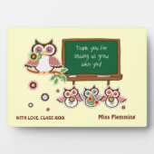 Niedliche Owls Lehrer Wertschätzung für maßgeschne Fotoplatte (Vorderseite)