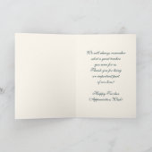 Niedliche Owls Lehrerbewertung Dankeskarte (Innenseite)