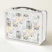 Niedliche Owls Muster individuelle Name Lunch Boxe Metall Brotdose (Rückseite)