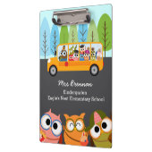 Niedliche Owls Schule Bus Personalisiert Lehrer Klemmbrett (Links)