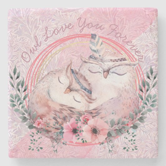 Niedliche Owls Steinuntersetzer (Vorderseite)