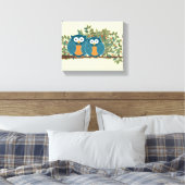 Niedliche Owls Vintage Liebesvögel Leinwanddruck (Insitu (Schlafzimmer))