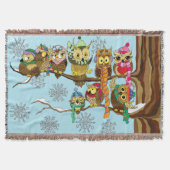 Niedliche Owls Winter Schneeflocken Decke (Vorderseite)