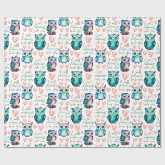 Niedliche Owlways Liebe Geschenkpapier (Flach)