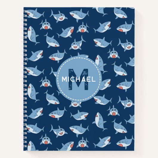 Niedliche Ozeanmonogramm-Kids Notizblock (Vorderseite)