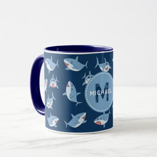 Niedliche Ozeanmonogramm-Kids Tasse (Vorderseite Links)