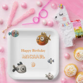 Niedliche Ozeanthemenparty Fischen Personalisiert Pappteller (Party)