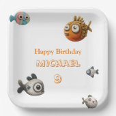 Niedliche Ozeanthemenparty Fischen Personalisiert Pappteller (Vorderseite)