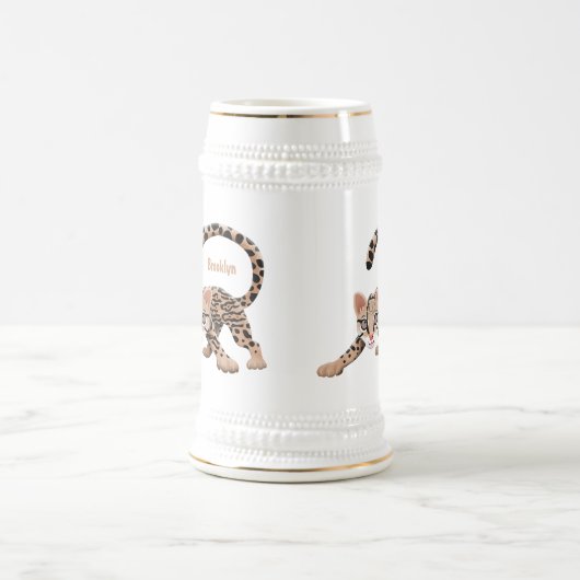 Niedliche Ozelot-Cartoon-Abbildung Bierglas (Mittel)