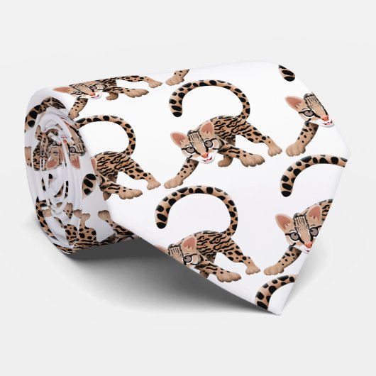 Niedliche Ozelot-Cartoon-Abbildung Krawatte (Gerollt)