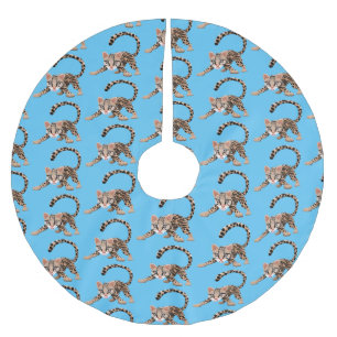 Niedliche Ozelot-Cartoon-Abbildung Polyester Weihnachtsbaumdecke