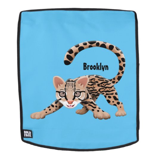 Niedliche Ozelot-Cartoon-Abbildung Rucksack (Abnehmbare Front)