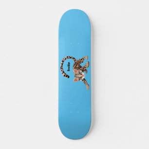 Niedliche Ozelot-Cartoon-Abbildung Skateboard