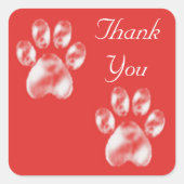 Niedliche Paare auf Rot-Danke-Square-Aufkleber Quadratischer Aufkleber (Vorderseite)