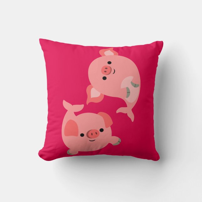 Niedliche Paare des Cartoon Merpigs Kissen (Vorderseite)