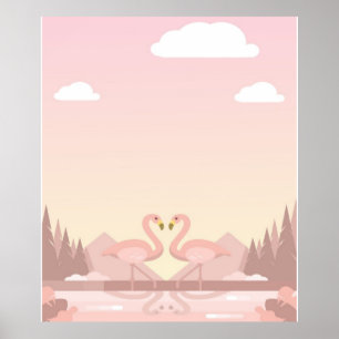 Niedliche Paare Flamingo Vögel Geschenke Lover Poster