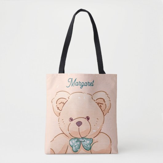 Niedliche pachelrosa Teddy-Tasche Tasche (Vorderseite)