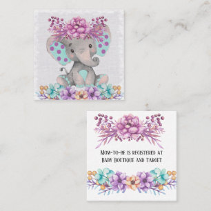 Niedliche Paint Niedlich Elephant und Florals Baby Quadratische Visitenkarte