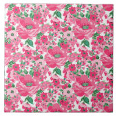 Niedliche Paint Pink Blume Elegantes Weißes Design Fliese (Vorderseite)