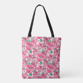Niedliche Paint Pink Blume Elegantes Weißes Design Tasche (Rückseite)