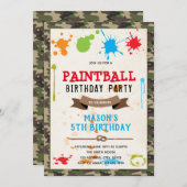 Niedliche Paintballarmee Party Einladung (Vorne/Hinten)