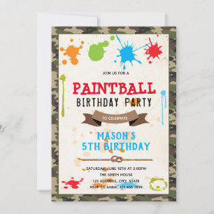 Niedliche Paintballarmee Party Einladung