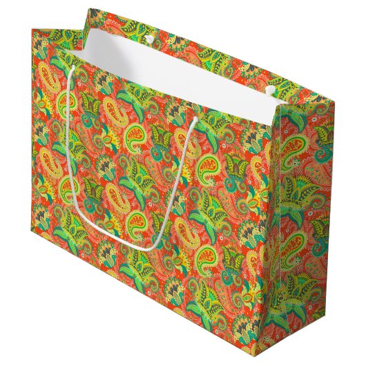 Niedliche Paisley-Muster Große Geschenktüte (Vorderseite Schrägansicht)