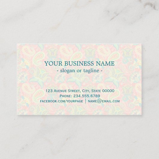 Niedliche Paisley-Muster Visitenkarte (Rückseite)