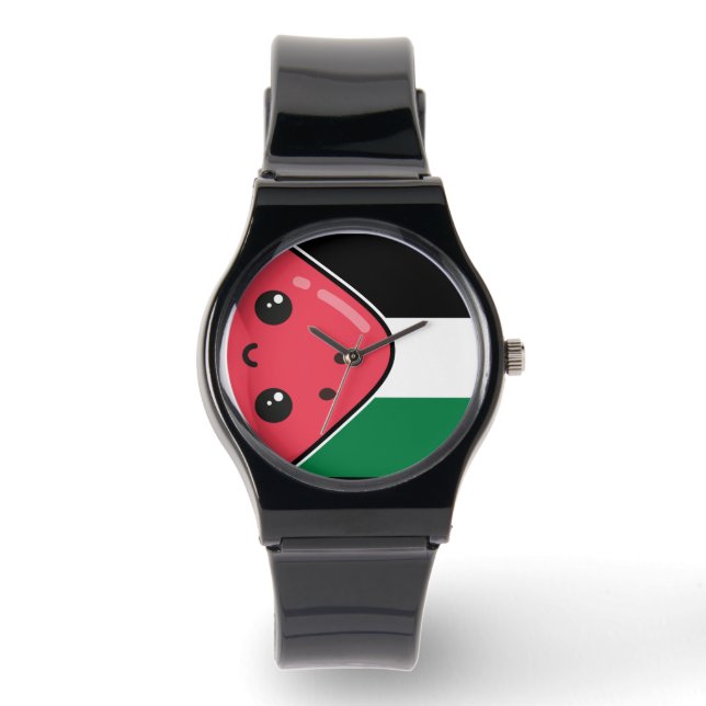 Niedliche Palästinafahne mit wassermelonfreiem Pal Armbanduhr (Vorderseite)