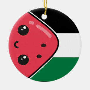 Niedliche Palästinafahne mit wassermelonfreiem Pal Keramik Ornament