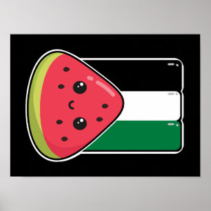 Niedliche Palästinafahne mit wassermelonfreiem Pal Poster