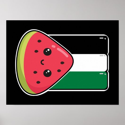 Niedliche Palästinafahne mit wassermelonfreiem Pal Poster (Vorne)