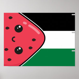 Niedliche Palästinafahne mit wassermelonfreiem Pal Poster