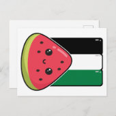 Niedliche Palästinafahne mit wassermelonfreiem Pal Postkarte (Vorne/Hinten)