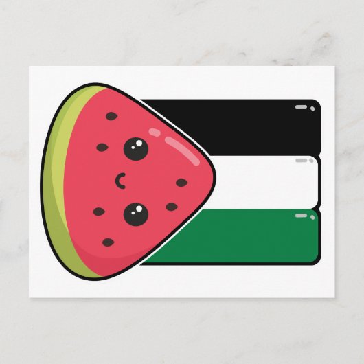 Niedliche Palästinafahne mit wassermelonfreiem Pal Postkarte (Vorderseite)