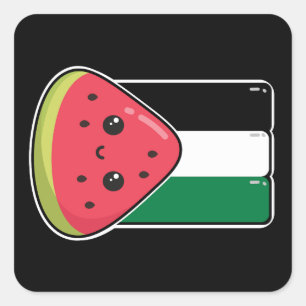 Niedliche Palästinafahne mit wassermelonfreiem Pal Quadratischer Aufkleber