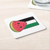 Niedliche Palästinafahne mit wassermelonfreiem Pal Rechteckiger Pappuntersetzer (angewinkelt)
