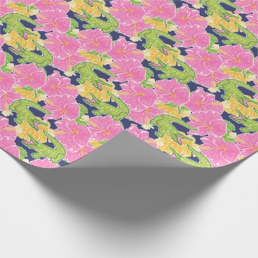 Niedliche Palm Beach Alligatoren Geschenkpapier (Ecke)