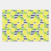 Niedliche Palm Beach Ananas und Zitronen Geschenkpapier Set (Vorderseite)